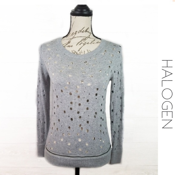 Halogen Sweaters - HALOGEN Distressed Holey Zipper Light Sweater XXS